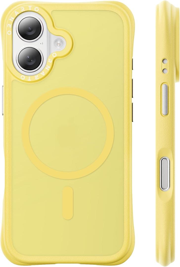 ORNARTO for iPhone 17 Case 6.3", 20FT Military-Grade Drop Protection, Compatible with MagSafe, Slim Matte Clear Anti-Fingerprint Shockproof Protective Cover, Light Yellow