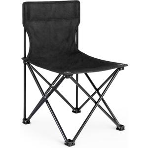 YSSOA Portable Folding Camping Chair for Adult with Carry Bag, Collapsible Anti-Slip Padded Oxford Cloth Stool for Hiking, Fishing, Gardening, Picnic, Small, Black