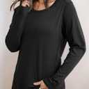 Dokotoo Long Sleeve Shirts Crewneck Womens Tops 2025 Fall Outfits Comfort Basic Tees Fashion Clothing (S)
