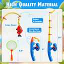 CozyBomB Magnetic Fishing Toys Game Set for Kids | Water Table Bathtub Kiddie Pool Party Pole Rod Net, Outdoor Plastic Floating Fish, Toddler Bath Color Ocean Sea Animals Birthday Gift Age 3-5 6 4-8