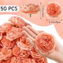 Thiccywoov 50 Pcs Artificial Flowers, 3.2 Inches Silk Rose Head Flowers Fake No Stem for Wedding Bridal Bouquet Home Floral Decor DIY Centerpieces Arrangements Party Tables Decoration(Peach)