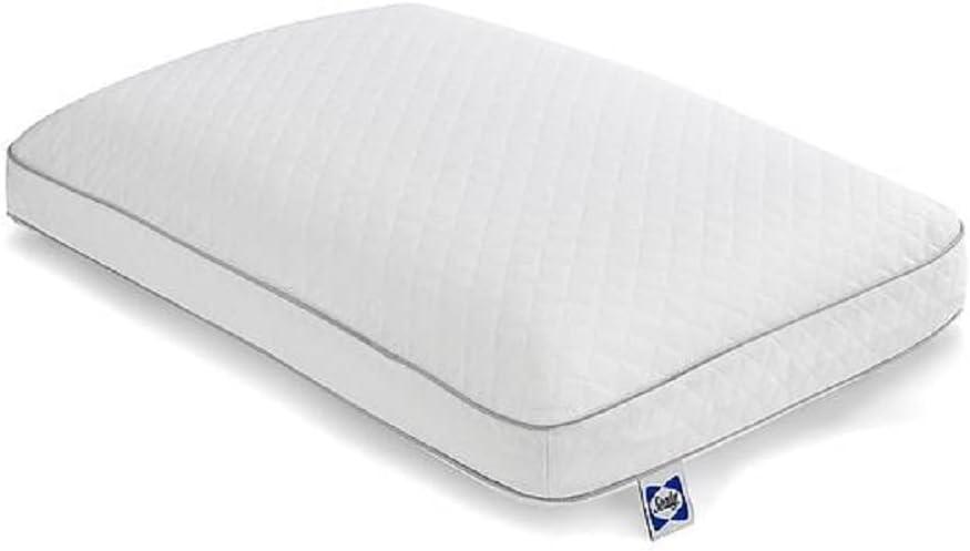 Sealy Essentials Memory Foam Bed Pillow for Pressure Relief, Adaptive Memory Foam Pillow with Washable Knit Cover, Standard, 24" x 16" x 5" ,White