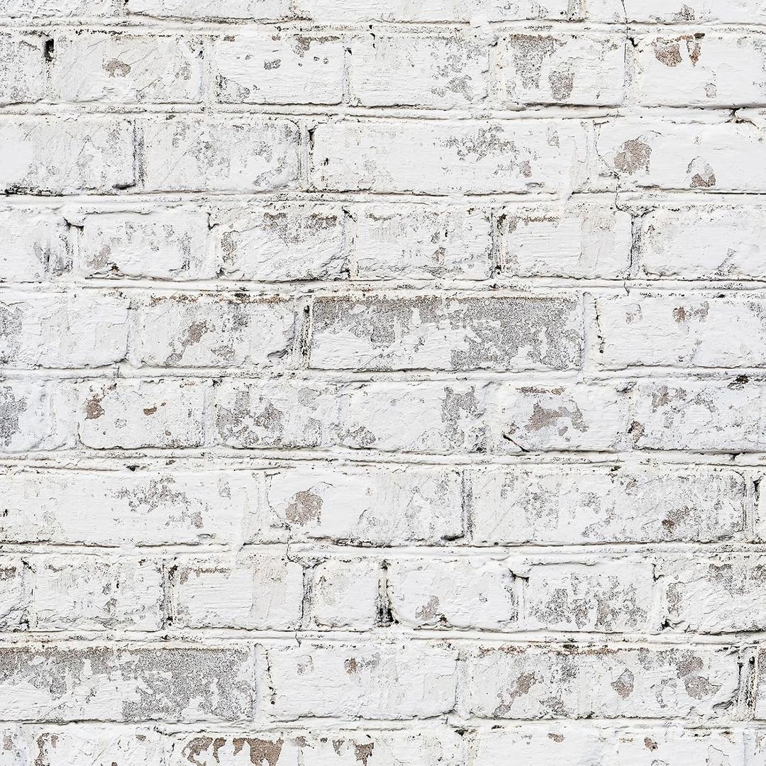 Brick Wallpaper Peel and Stick Wallpaper 17.3"x197" Vintage Faux 3D Brick Contact Paper White and Grey Self Adhesive Removable Wallpapers for Bedroom Textured Wall Paper for Fireplace Home Decorate