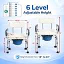 3-in-1 Bedside Commode Chair, Height Adjustable Shower Chair & Toilet Safety Frame, Waterproof Seat, Flip-Up Armrests, Non-Slip Feet, Aluminum Frame, 300 lbs Capacity