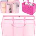OUTXE Beach Bag Organizer Compatible with X Large Bogg Bag Accessories Inserts, Lightweight Mesh Insert Divider Pouch for Original XL Bogg Bags, Beach Tote Bags Insert for Organizing (#7-Light Pink)