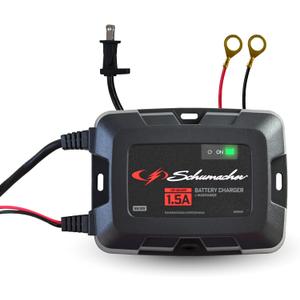Schumacher Electric 1.5A Onboard Car Battery Charger and Maintainer, 3-in-1 Solution, for 6V/12V Power Sport, Automotive, and Marine Batteries, SC1587