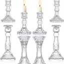 Glass Candlestick Holders - Set of 8 Clear Taper Candlestick Glasses,Crystal Candle,for All Formal Events,Candlelight Dinner,Wedding, Dinning, Party,Home Decoration