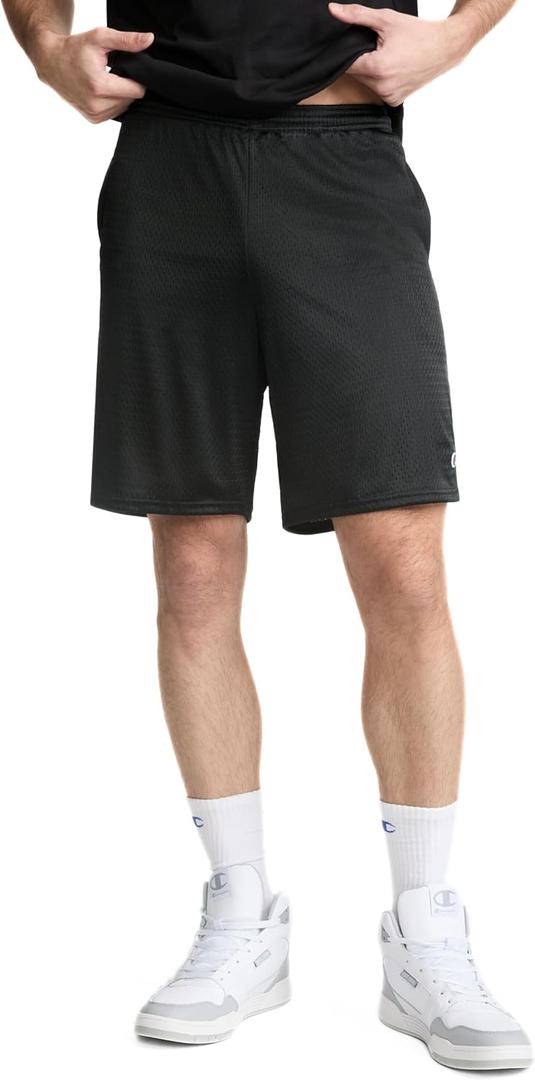Champion Men's Shorts, Men's Mesh Gym Shorts, Lightweight Athletic Shorts (Reg. Or Big & Tall) (Black, L)