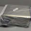 mDesign Metal Freestanding Slim Toilet Bowl Brush and Holder + Rectangle Narrow 5 Liter / 1.3 Gallon Step Pedal Trash Can Wastebasket for Bathroom - Small, Compact Design - Set of 2 - Soft Brass