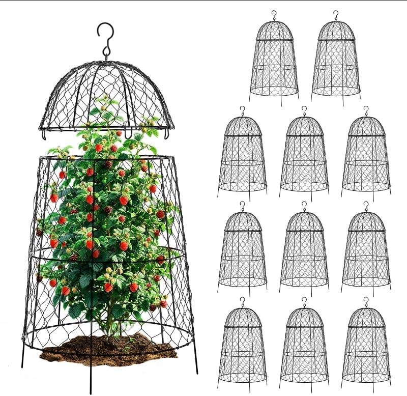 12Pcs garden cloche for plants,11.819.7in large size plant cages for outdoor plants,split design and anti-rust coated chicken wire cloche,sturdy and not easy to deform,plant cages to keep animals out (Set of 12 (20 inch high))