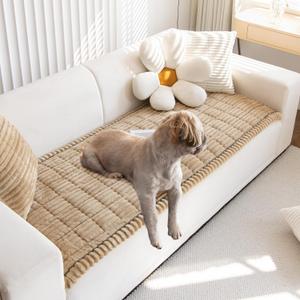 Non Slip Fuzzy Pet Couch Covers for Sofa, Washable Couch Cushion Covers for Large Dogs (27in*59in, Brown)