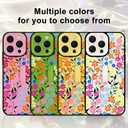 Fsoole for iPhone 15 Pro Case with Finger Strap Holder, Cute Colorful Floral Flower Print Pattern Design for Women Girls, Shockproof Anti Scratch Hand Kickstand Protective Cover, White