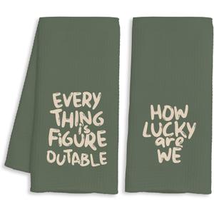 Green Inspirational Kitchen Towels Gifts Decor, Motivational Dish Tea Towel for Kitchen, Positive Affirmation Gift Hand Towels for Bathroom, Preppy Inspirational Gifts, 16x24 Inch Set of 2