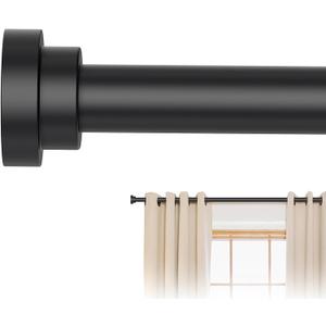 Black Curtain Rods for Windows 28 to 48 Inch, 5/8" Diameter Heavy Duty Metal Stainless Steel Adjustable Small Drapery Rod With Bracket