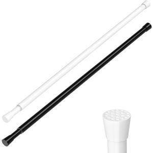 2 Pack Tension Curtain Rods Adjustable Spring Curtain Rod No Drilling 19.5-27 Inch,1/2"Diameter Expandable Tension Rod 1 Black 1 White,Spring Loaded Rod for Windows,Kitchen,Closet,Doors