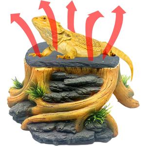 GXSDJ Bearded Dragon Basking Platform, Reptile Hide Cave with Heat Storage Slate Stone, Leopard Gecko Basking Rock Climing Decor for Turtle, Ball Pythons, Lizard, Snake, 7.7×4.7×2 inch