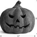 Halloween Decor - Black Handmade Terracotta Jack O Lantern Pumpkin | 10"H Spooky Farmhouse Decor, Fall Decorations for Home, Indoor Outdoor Decoration, For Room Front Porch lawn Desk Fireplace