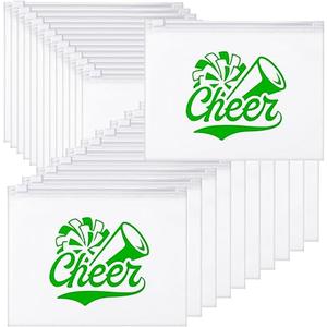 Sunnyray  Cheer Team Gifts Bulk Cosmetic Makeup Bags for Cheerleader Sport Team Inspirational EVA Bag Women Makeup Toiletry Bags Pouch with Zipper(Green)