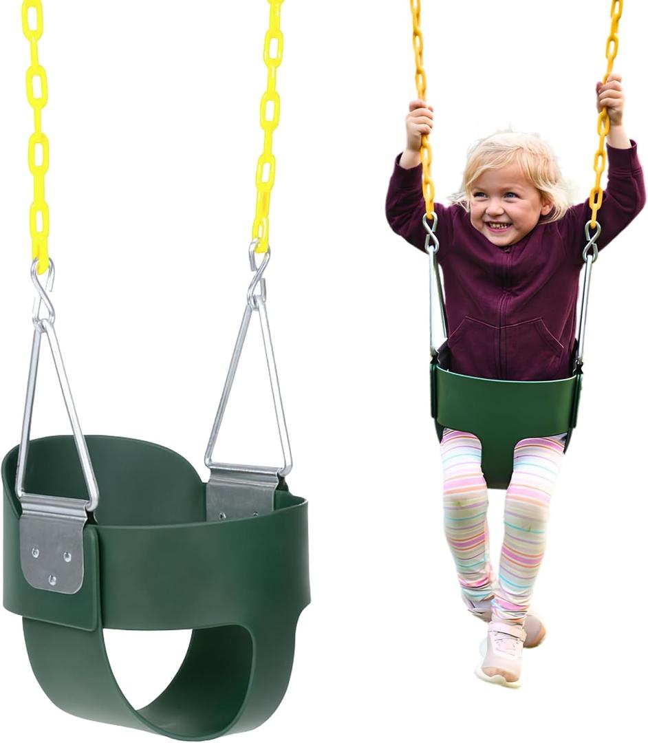 Eastern Jungle Gym Heavy-Duty High Back Full Bucket Toddler Swing, Green