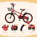 Bruce & Shark Pink 18 Inch Kids Bike with Training Wheels, Adjustable Seat, Carbon Steel Frame, Dual Brakes, Anti-Slip Wheels, Easy Assembly Youth Bicycle 3'1"–4'3" Height