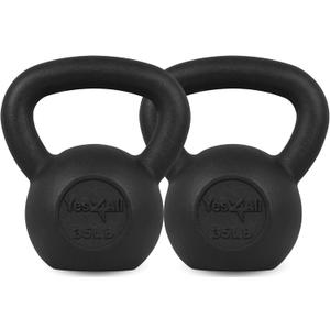 Yes4All 35lb Kettlebell Set of 2 Cast Iron for Dumbbell Weights Exercises, Gym, Fitness, Full Body Workout Equipment Push up, Grip and Strength Training