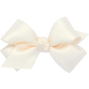 Wee Ones Girls' French Satin Hair Bow with a Knot Wrap Center, No-Slip Hair Clip, Handmade (Ecru)