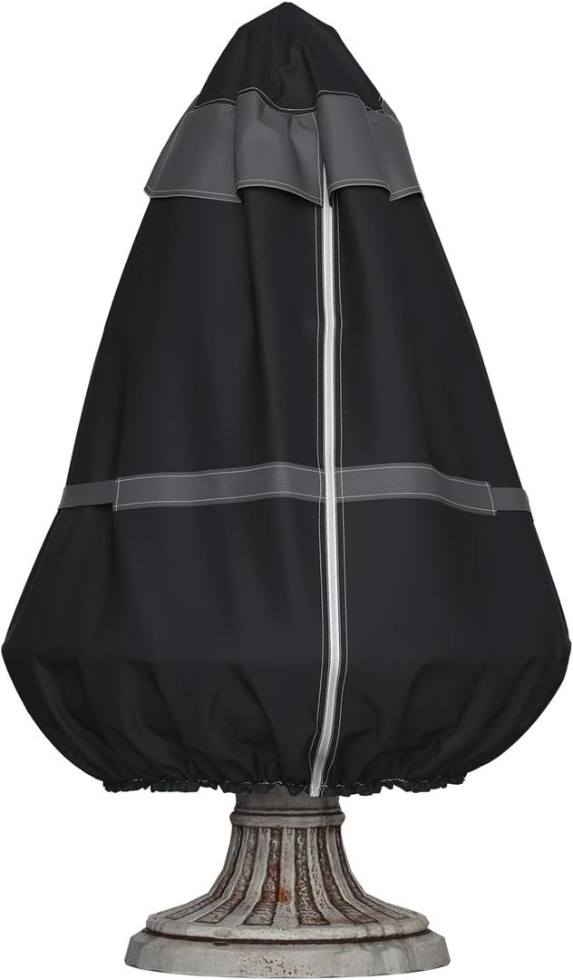 Garden Fountain Cover Waterproof  Heavy Duty Oxford Fabric Fountain Protector with Air Vent & Buckle, Weather-Resistant Outdoor Cover for Garden or Patio Fountains, 40" D x 50" H, Black