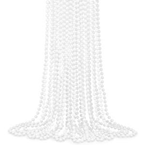 YAXINRUI 12 PCS White Mardi Gras Beads, 33" White Bead Necklaces Party Costume Necklace Round Parade Throw Beads in Bulk for Mardi Gras Christmas Festive Events, Party Favors