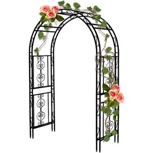 Teabelle Metal Garden Arbor Trellis, Black Arch for Climbing Plants, Wedding Outdoor Arch for Ceremony, Flowers and Plants Support Structure Stand for Lawn Patio Backyard Decoration