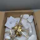 24in Gold Crystal Chandelier Modern Pendant Lighting 6-Light Round Crystal Chandeliers for Kitchen Island Cloud Glass Multi-Tier Light Fixture for Dining Room, Living Room, Kitchen