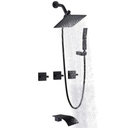 3 Handles Tub Shower Faucet,Bathtub Shower Faucet Set with Tub Spout,Dual 2 in 1 Shower System Complete Tub and Shower Trim Kit,Matte Black