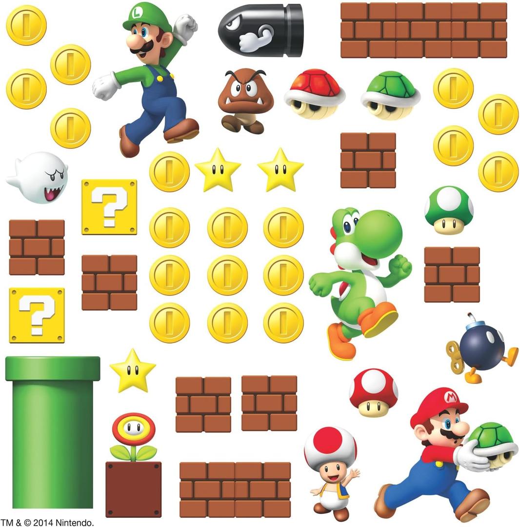 RoomMates RMK2351SCS Nintendo New Super Mario Bros Build a Scene Peel and Stick Wall Decals, Multicolored RoomMates RMK2351SCS Nintendo New Super Mario Bros Build a Scene Peel and Stick Wall Decals, Multicolored