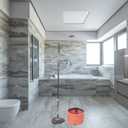 Spin Mop & Tear Drop Bucket Set with 3 Pads - Dual Compartment Design for Clean & Dirty Water, 360 Swivel Mop Head, Built-in Scrubbing Brush, Stainless Steel Handle