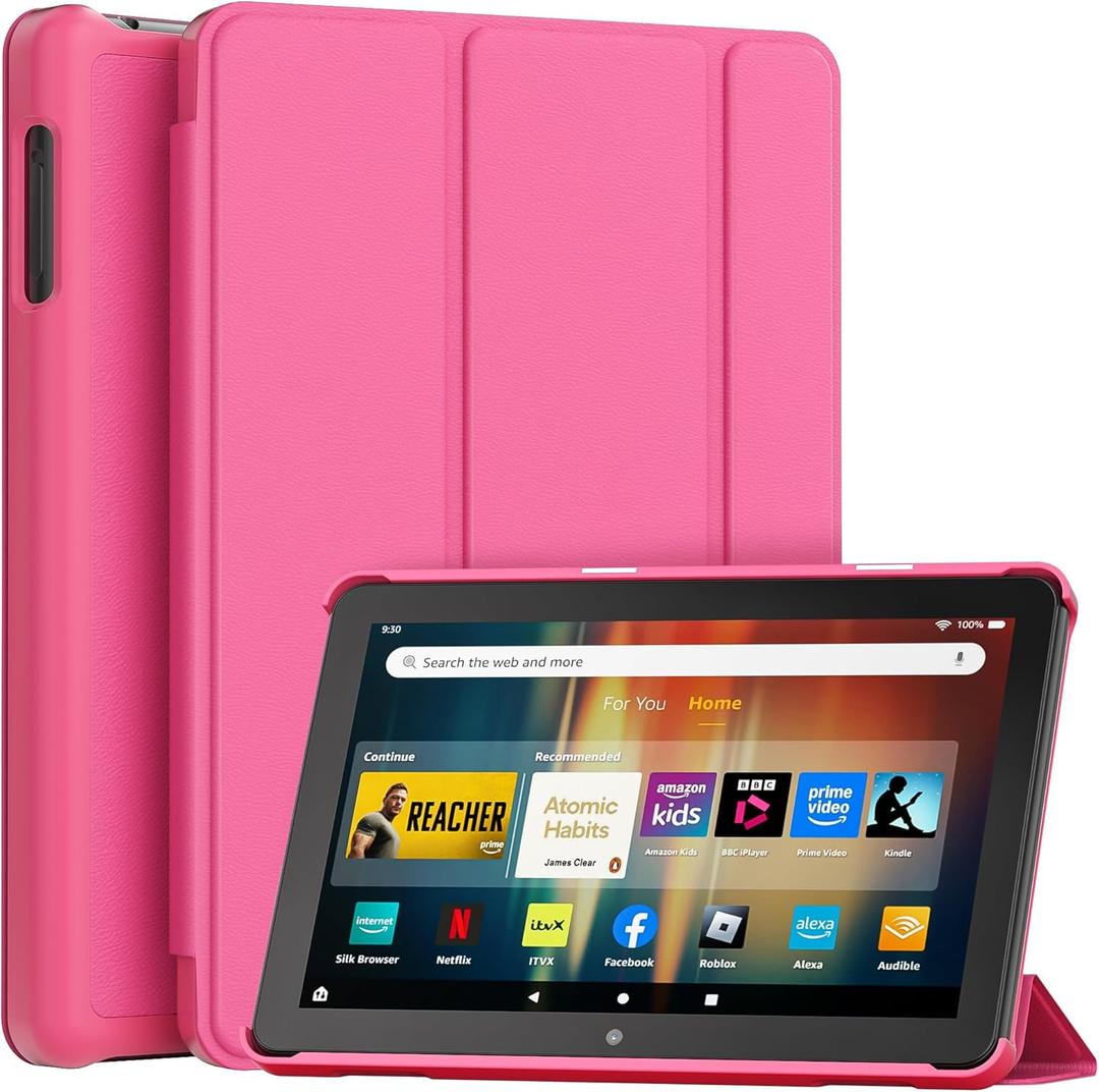 DJ&RPPQ Trifold PU Leather Smart Dual Angle Stand Protective Case with Auto Wake/Sleep,Hibiscus