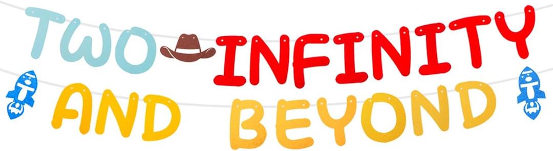 Two Infinity and Beyond Banner Cartoon Story 2nd Birthday Party Decorations Toy Inspired Game Kids 2nd Birthday Banner Party Supplies