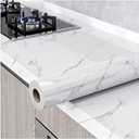 Glossy Marble Paper Granite Gray/White Wallpaper Peel and Stick Wallpaper Self Adhesive Removable Wallpapers 15.8 78.7 Waterproof Countertop Paper for Cabinet Countertop Furniture Kitchen Viny Film