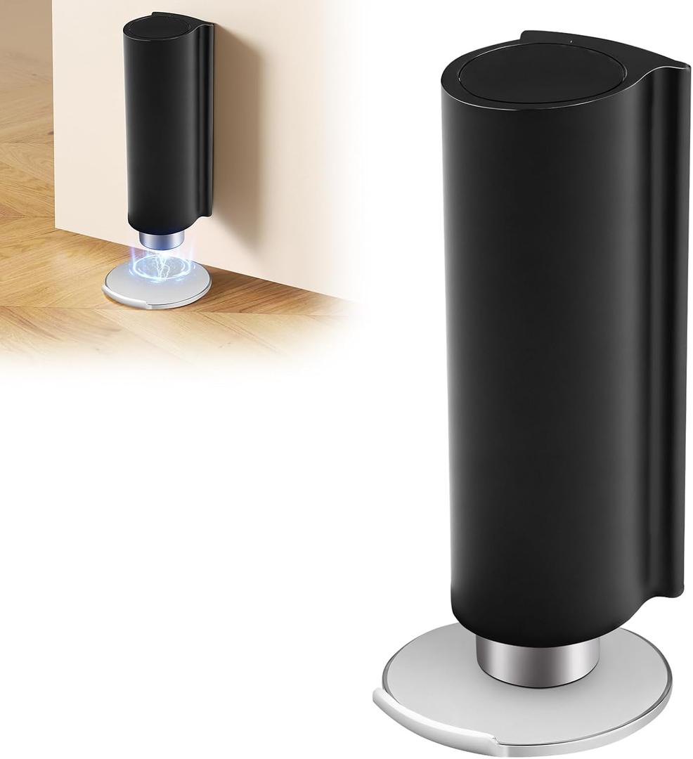 2 x Magnetic Door Stoppers Black WYGWP Stainless Steel No Drilling Wedge Stops Heavy Duty Catch Holder to Keep Doors Open