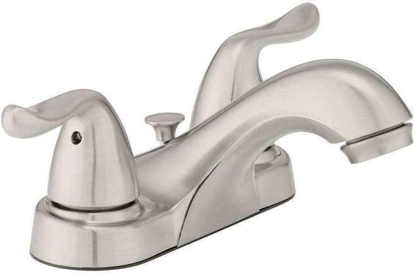 Glacier Bay Constructor 4 in. Centerset 2-Handle Low-Arc Bathroom Faucet in Brushed Nickel