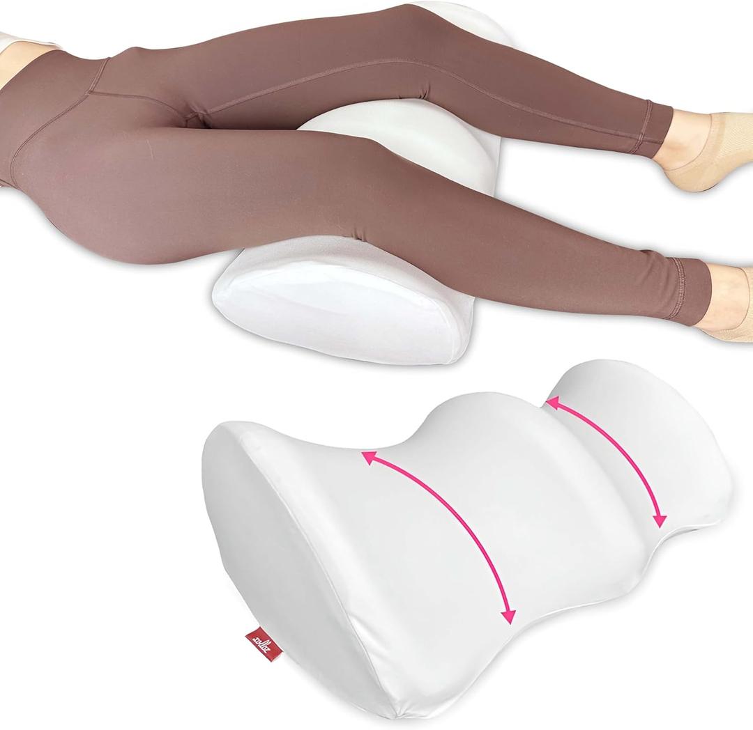 XOLLOZ Premium Memory Foam Knee Pillow for Back Sleepers – Leg Support Wedge, Bolster Pillow for Under Leg & Back Pain Relief – Ideal for Home & Salon – White