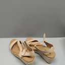 Ankis Wedge Sandals for Women, Espadrille Womens Wedge Sandals Comfortable Open Toe Cross Band Ankle Strap High Heel Wedges for Women Dressy Summer -3.4Inch, Size 7 (Beige)