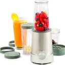 BELLA (13330) Personal Size Rocket Blender, Perfect for Smoothies & Healthy Drinks, Grinding, Chopping & Food Prep, 12 Piece Set, Stainless Steel/Chrome