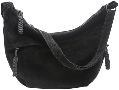 Women's Crescent Crossbody Bag – Large Capacity Suede Sling Bag, Travel Shoulder Bag for Women, Tote Purse