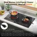 2 Burner Electric Cooktop 110v, 2000W Electric Stove Top Countertop & Built-in, Plug-in Electrics Cooktop 24 Inch, 8 Power Levels & 8 Functions, Touch Control, Safety Lock, Timer, Karienvir, 24 inch black 2 burner