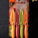 VITUER Paring knife, 4PCS Paring knives (4 Knives and 4 Knife cover), 4 Inch Peeling Fruit and Vegetable Knife, Ultra Sharp Kitchen Knives, German Steel, PP Plastic Handle