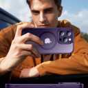 SPIDERCASE Magnetic for iPhone 16 Pro Max Case, Translucent Matte [2Pcs Tempered Glass Screen Protector] [Upgraded Full Camera Protection] Phone Case,Purple