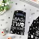 Serencatcher 50pcs Bad Two The Bone Plastic Favor Bags, Bad 2 The Bone Party Decorations, 6.6x9.8 Inches Candy Goodie Treat Bags Bulk with Handles for Boy Girl 2nd Birthday Party