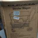 ELEMARA Foldable Wagon Stroller, Stroller Wagon for 2 Kids, Premium All Terrain Wagon for Kids with Removable Canopy, Adjustable Push/Pull Handle, Harnesses, Large Storage Bag, Black