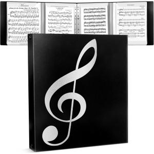Sheet Music Folder, 8.5  11 Music Binder, 4 Page Expand, 52 Pages Capacity, Writable Choir Folder, Black