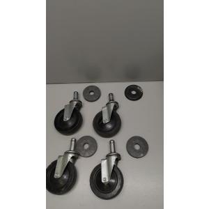 1 Pack 5" Caster Wheels Compatible with Metro Shelving, Grip Ring Stem Swivel Casters with Non-Marking TPR Wheels and Double Ball Bearings for Wire Shelving Racks Kitchen Lab Warehouse, Blac