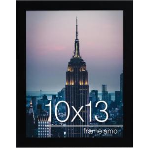 Frame Amo 10x13 Black Modern Picture Frame, 1 inch Border, Acrylic Front, for Wall or Table
